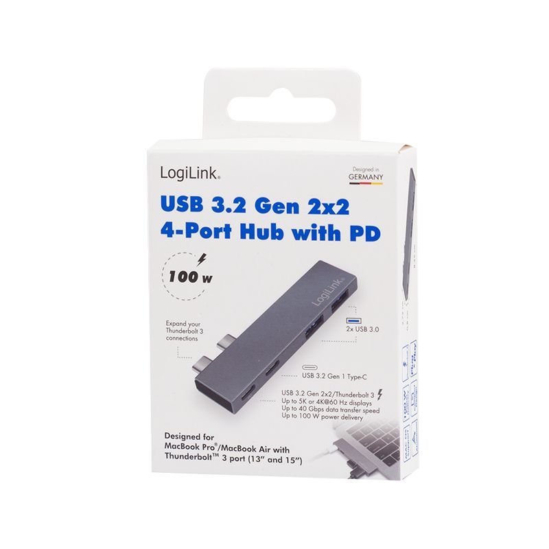 Logilink USB 3.2 Gen2x2 docking station 4-port PD Silver