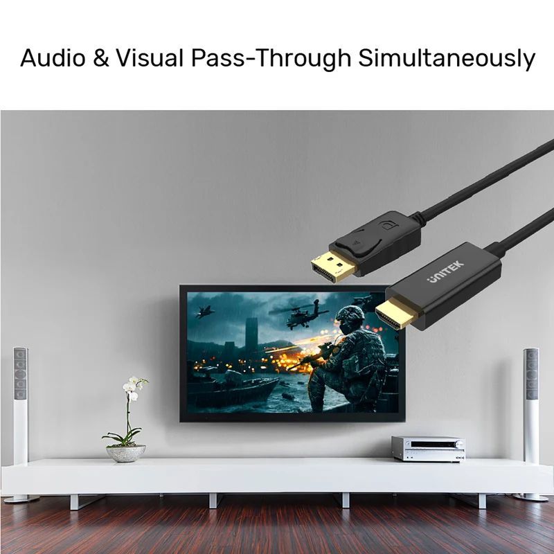 Unitek Y-5118CA DisplayPort to HDMI 1080P Full HD Cable 1m Black Unitek Y-5118CA DisplayPort to HDMI 1080P Full HD Cable 1m Black