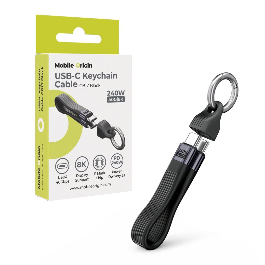 Mobile Origin CB17 240W 40Gbps 8K USB-C Keychain Cable Black