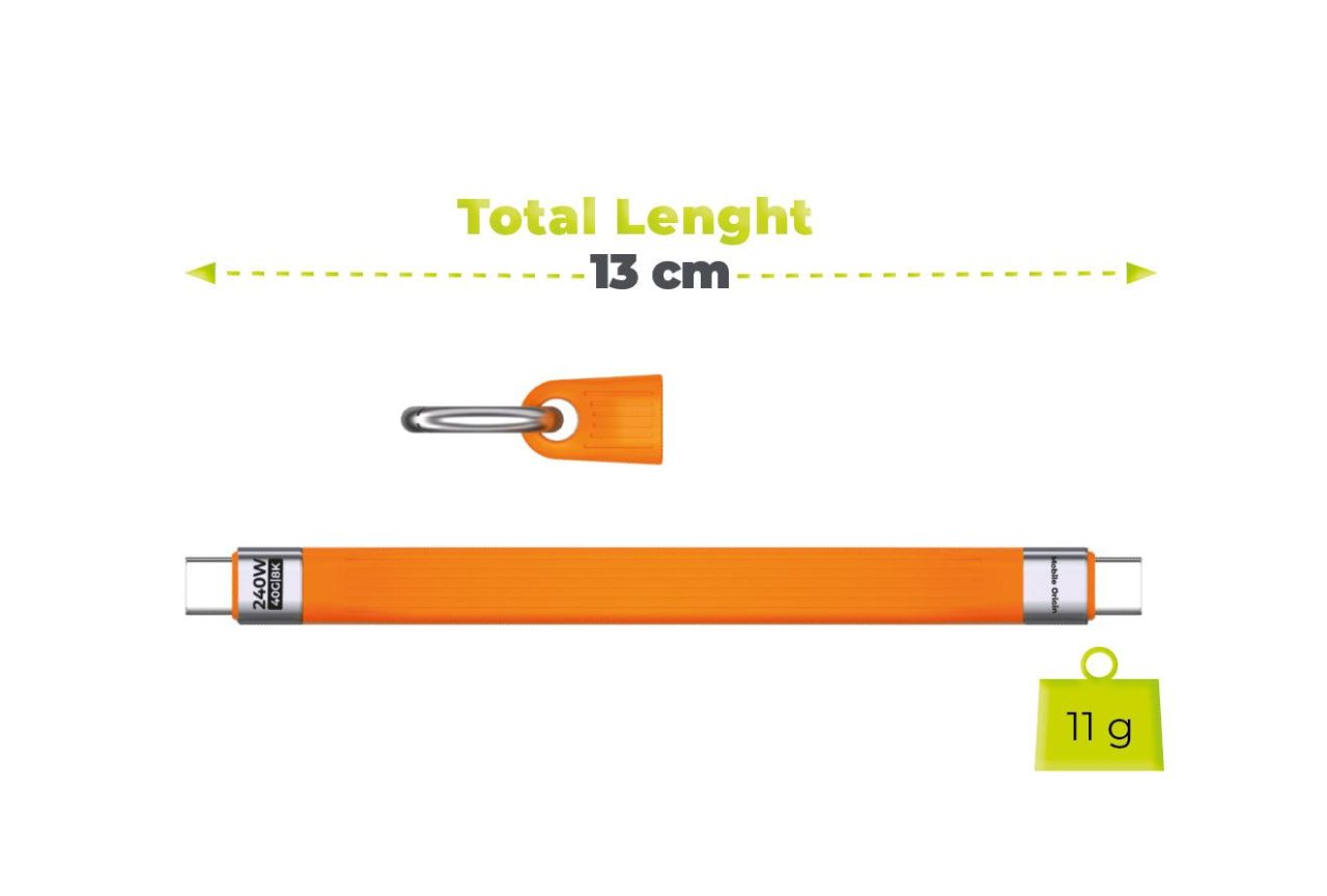 Mobile Origin CB17 240W 40Gbps 8K USB-C Keychain Cable Orange