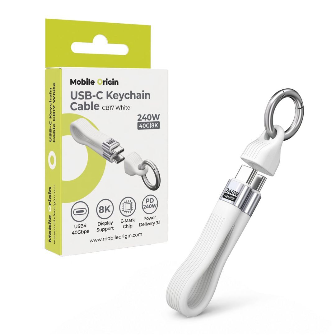Mobile Origin CB17 240W 40Gbps 8K USB-C Keychain Cable White