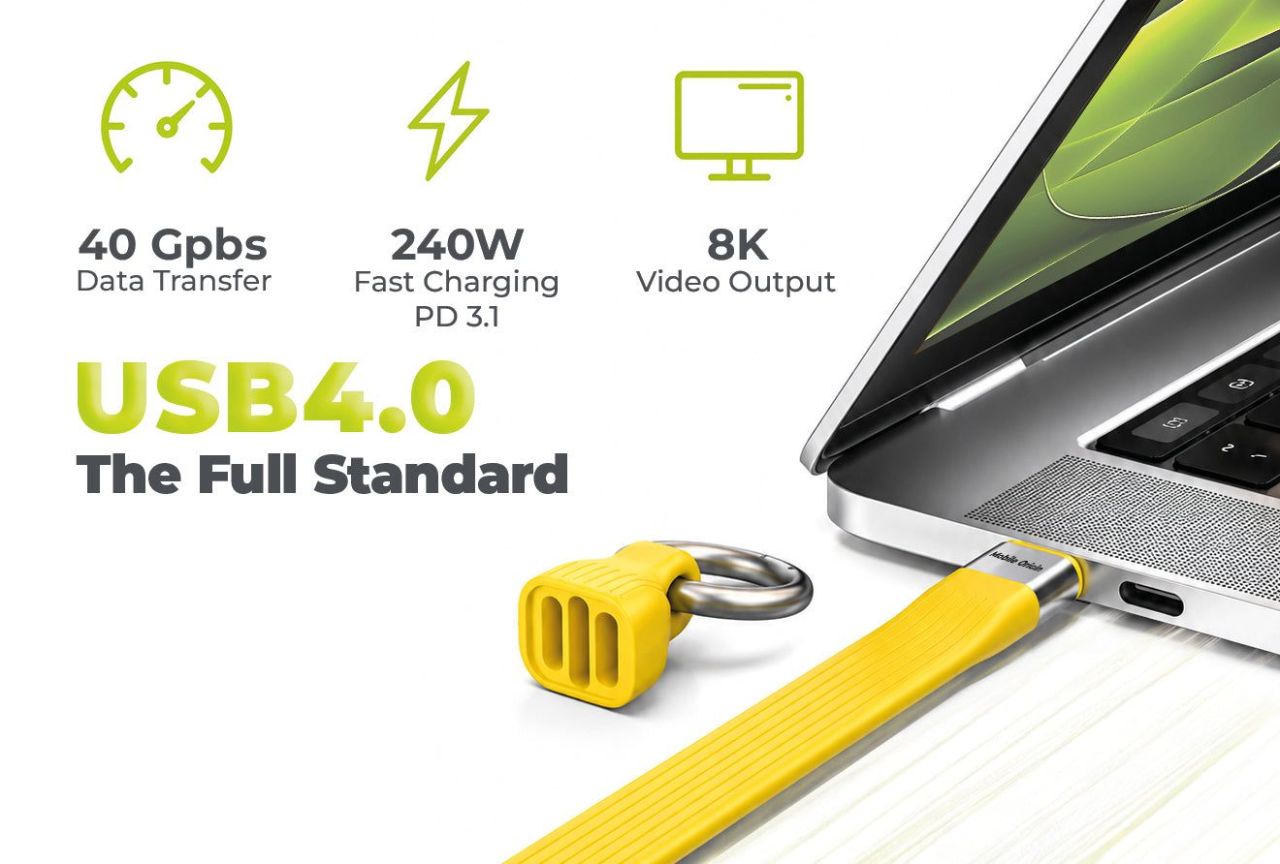 Mobile Origin CB17 240W 40Gbps 8K USB-C Keychain Cable Yellow