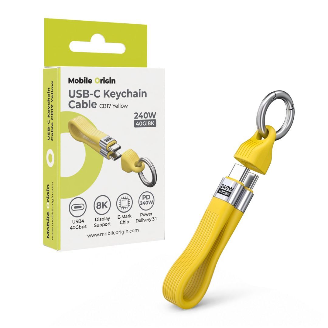 Mobile Origin CB17 240W 40Gbps 8K USB-C Keychain Cable Yellow