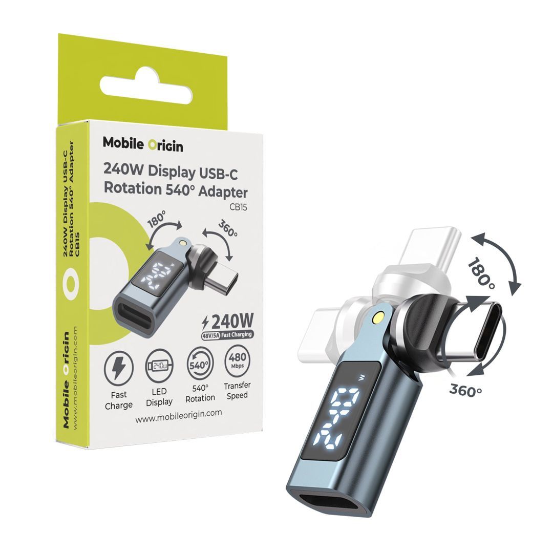 Mobile Origin CB15 240W Display USB-C Rotation 540° Adapter Black