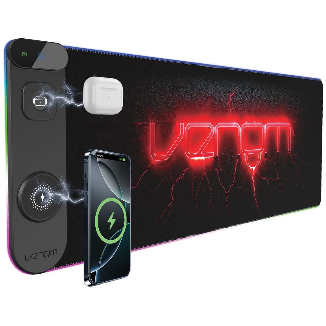 Venom Pro Charger LED Gaming Surface Egérpad Black Venom Pro Charger LED Gaming Surface Egérpad Black