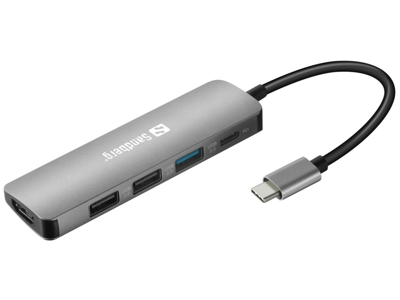 Sandberg USB-C Dock HDMI+3xUSB+PD 100W Gray Sandberg USB-C Dock HDMI+3xUSB+PD 100W Gray