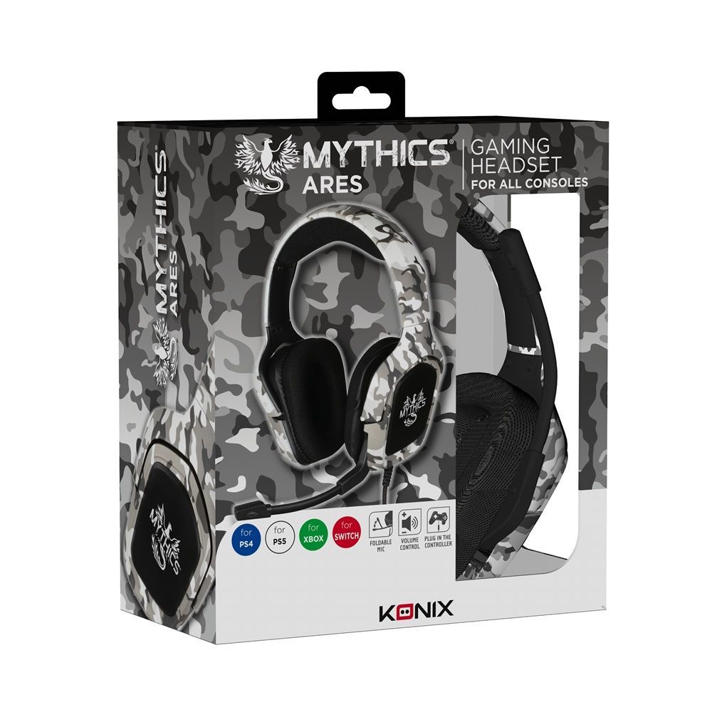KONIX Mythics Ares Camo Gaming Headset Black/White KONIX Mythics Ares Camo Gaming Headset Black/White