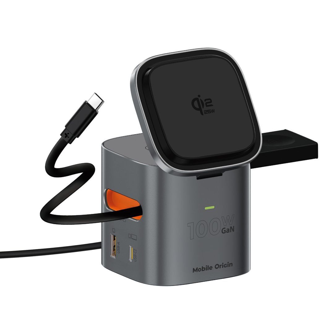 Mobile Origin 100W Qi2 25W Foldable Charger PW37 MagSafe Compatible Space Gray Mobile Origin 100W Qi2 25W Foldable Charger PW37 MagSafe Compatible Space Gray