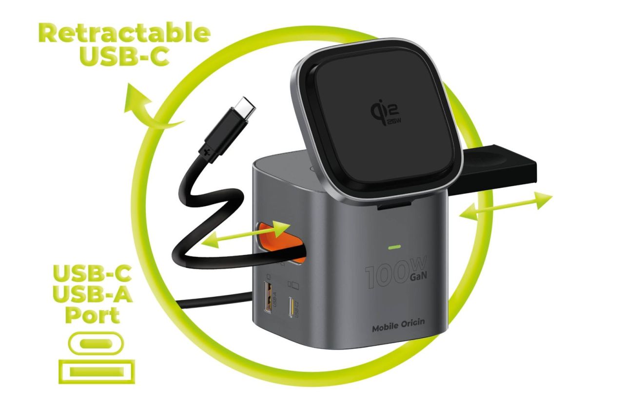 Mobile Origin 100W Qi2 25W Foldable Charger PW37 MagSafe Compatible Space Gray Mobile Origin 100W Qi2 25W Foldable Charger PW37 MagSafe Compatible Space Gray