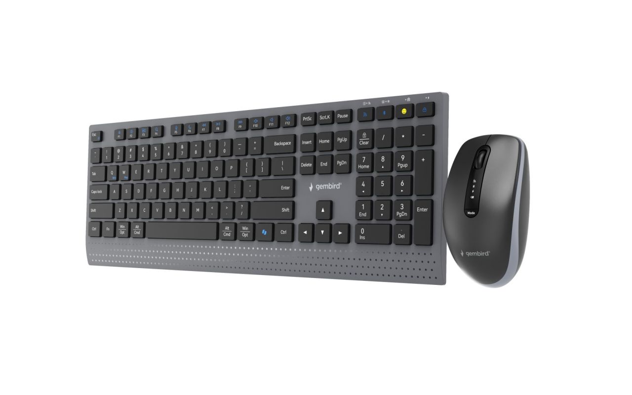 Gembird KBS-WPS-02 Dual-Mode Slim Wireless Bluetooth Keyobard Combo Black US