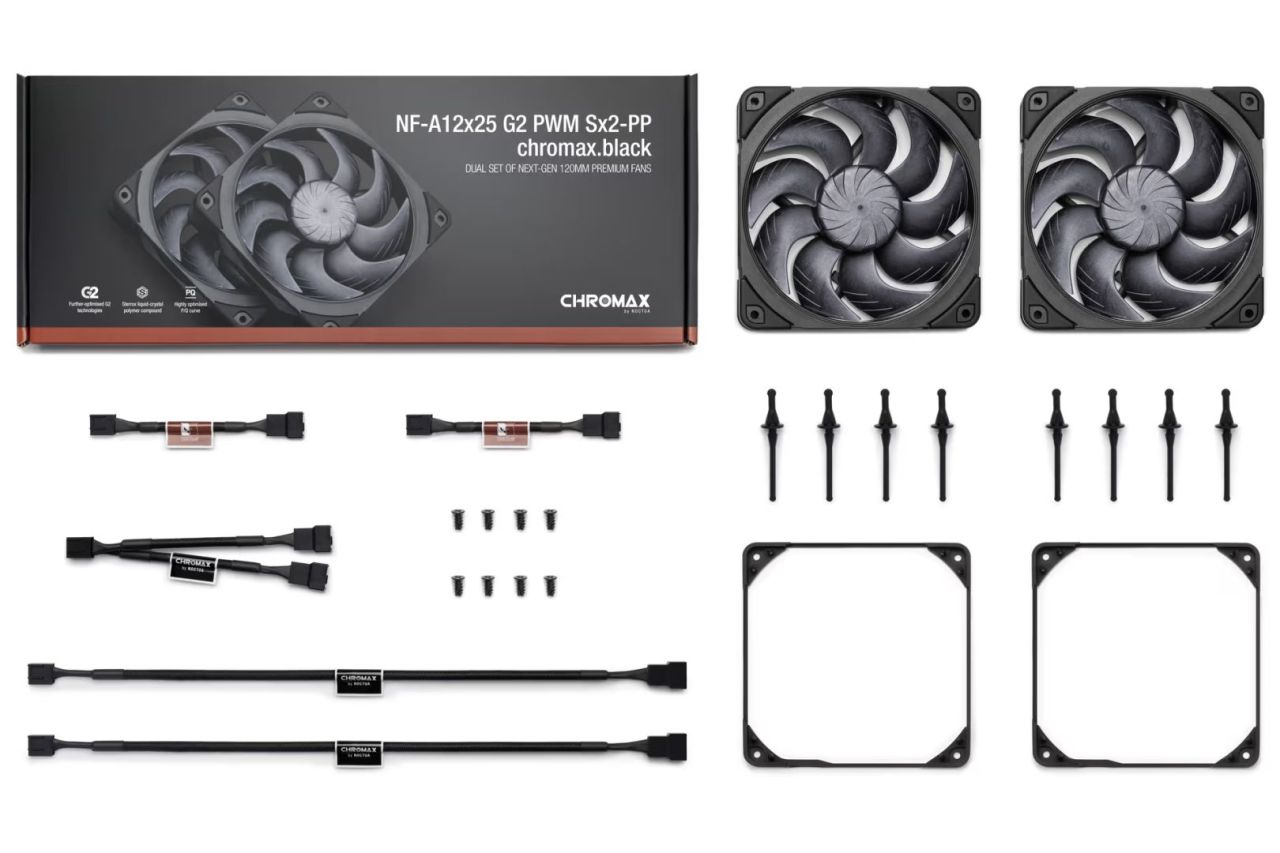 Noctua NF-A12x25 G2 PWM Sx2-PP chromax.black Black