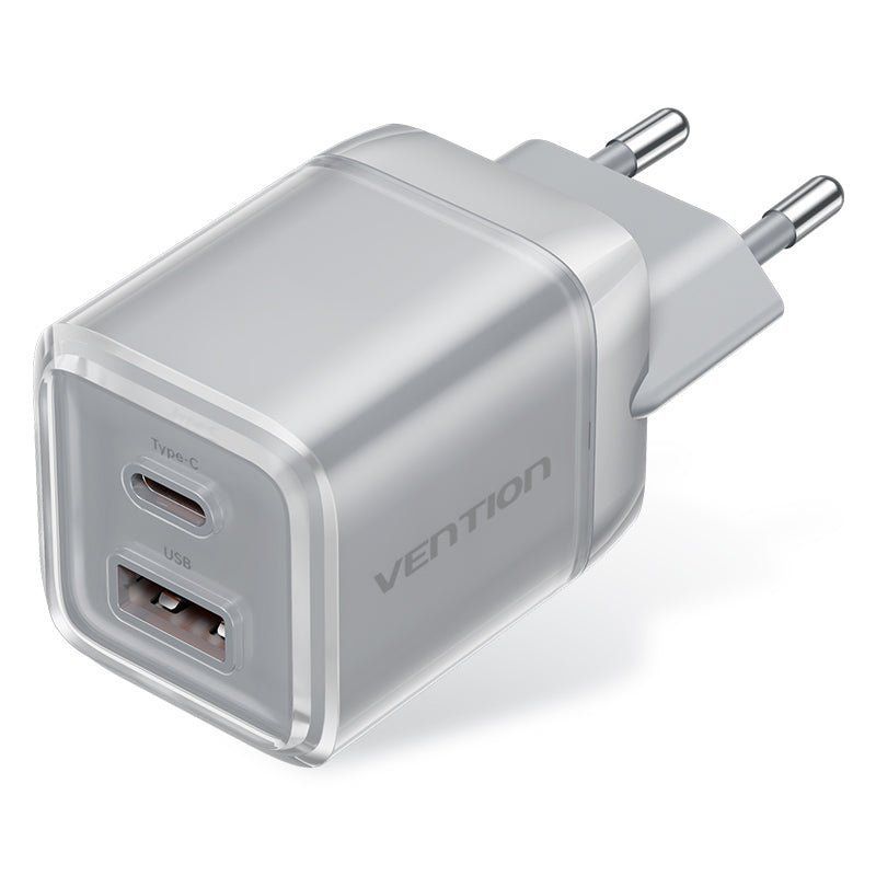 Vention 2-Port USB (C-A) GaN Charger (70W/22.5W) EU-Plug Gray Vention 2-Port USB (C-A) GaN Charger (70W/22.5W) EU-Plug Gray