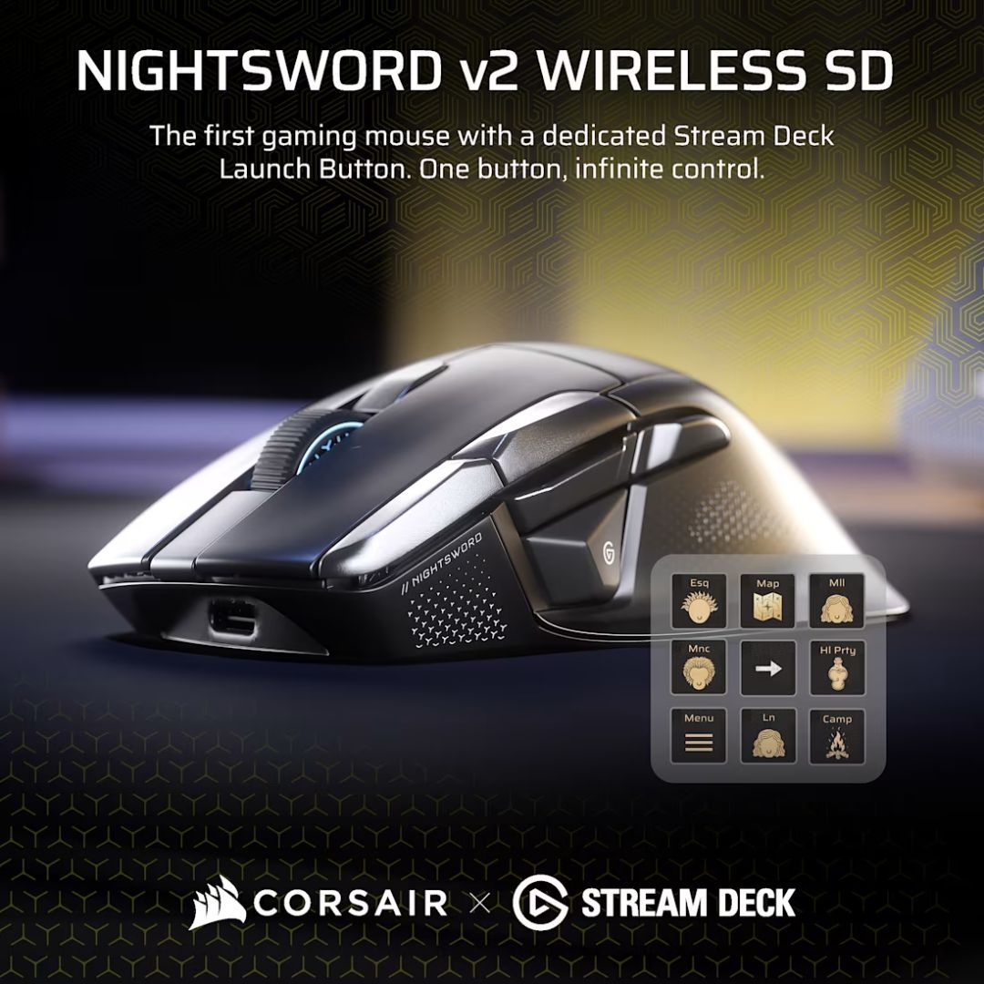 Corsair Nightsword v2 Gaming Wireless Bluetooth Mouse Black Corsair Nightsword v2 Gaming Wireless Bluetooth Mouse Black