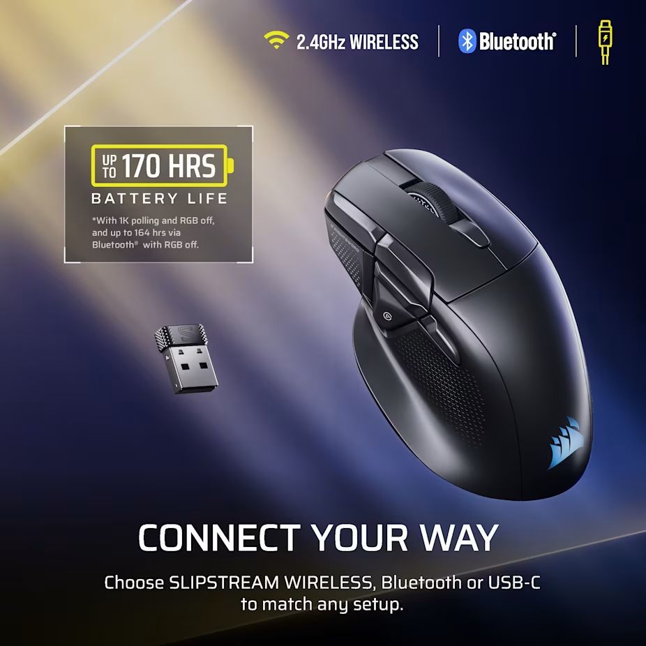 Corsair Nightsword v2 Gaming Wireless Bluetooth Mouse Black Corsair Nightsword v2 Gaming Wireless Bluetooth Mouse Black