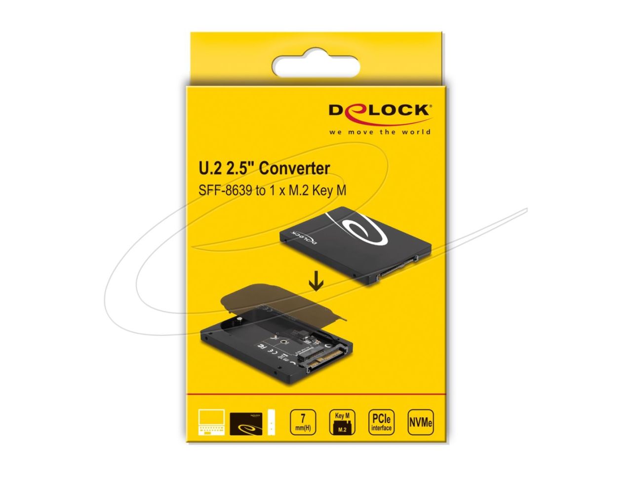 DeLock 2.5″ Converter U.2 SFF-8639 to M.2 NVMe Key M 7mm Black DeLock 2.5″ Converter U.2 SFF-8639 to M.2 NVMe Key M 7mm Black