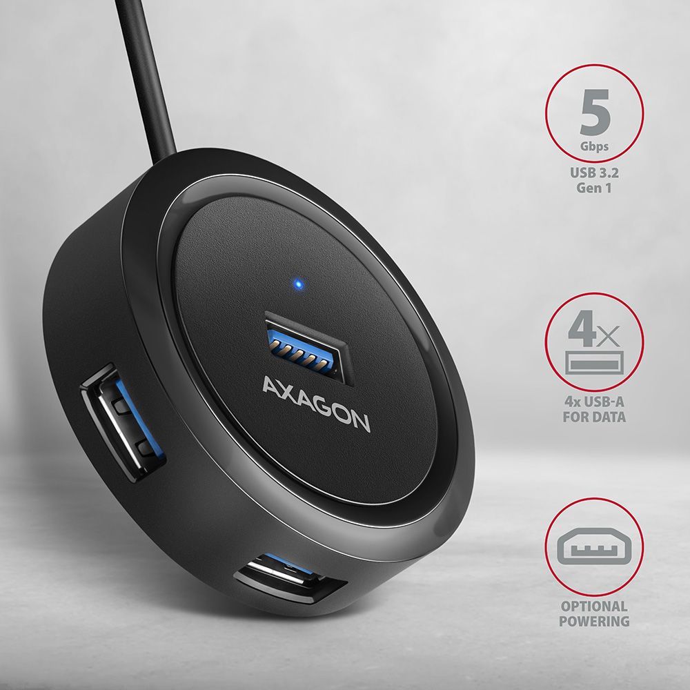 AXAGON HUE-P1AL SuperSpeed USB-A Round HUB Black AXAGON HUE-P1AL SuperSpeed USB-A Round HUB Black