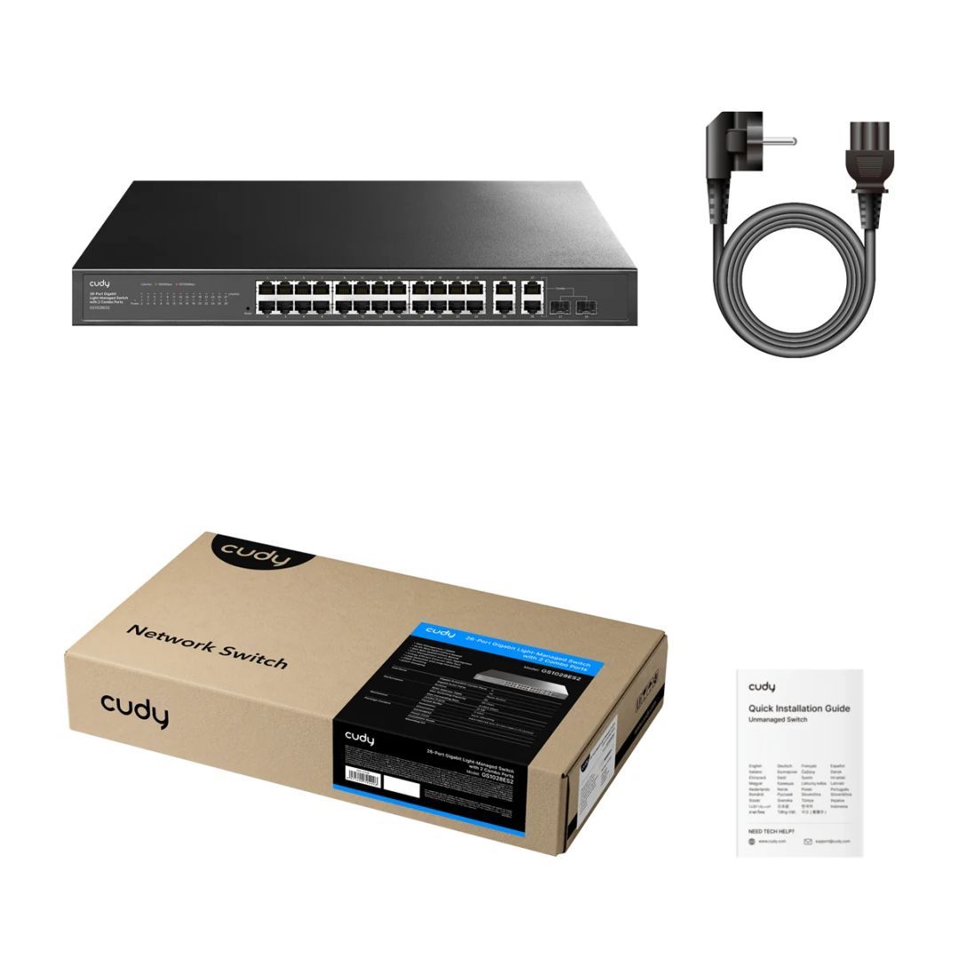 Cudy GS1028ES2 26-Port Gigabit Easy-Managed Switch with 2 Combo Ports Cudy GS1028ES2 26-Port Gigabit Easy-Managed Switch with 2 Combo Ports