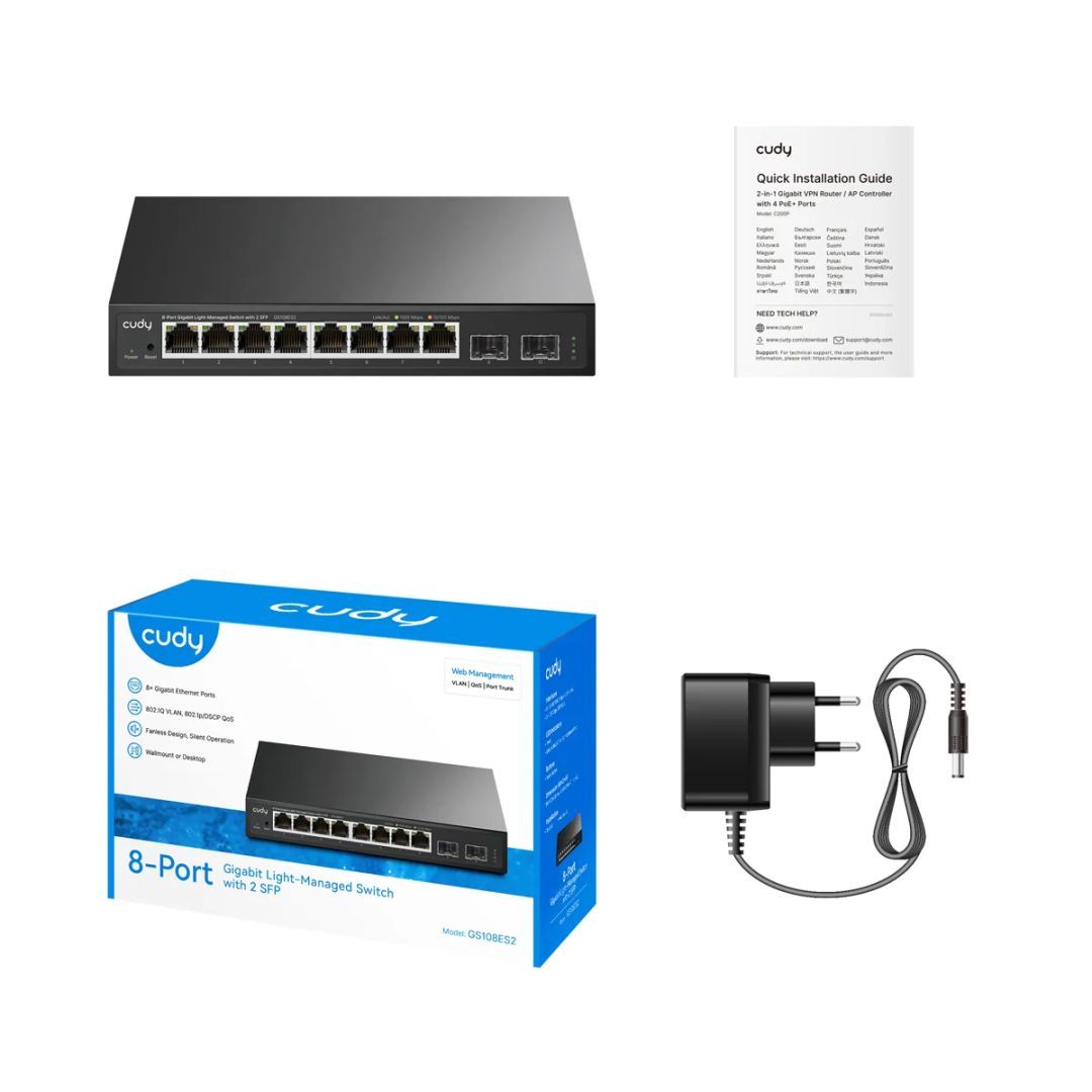 Cudy GS108ES2 8-Port Gigabit Easy-Managed Switch with 2 SFP Cudy GS108ES2 8-Port Gigabit Easy-Managed Switch with 2 SFP