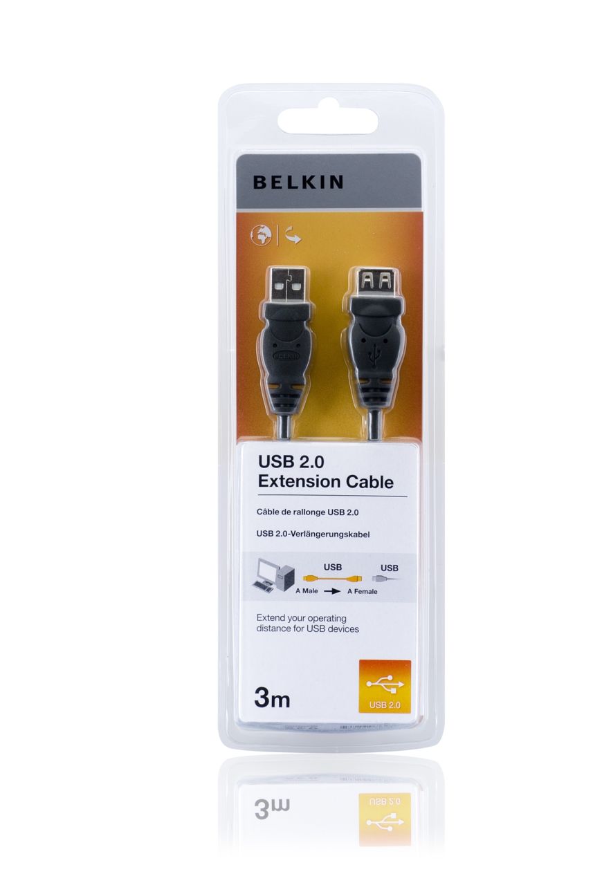 Belkin USB2.0 A - A Extension Cable 3m Black Belkin USB2.0 A - A Extension Cable 3m Black