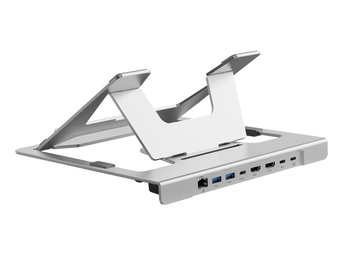 Conceptronic DONN35S Laptop Stand with 7-in-1 USB-C MST Docking Station Silver Conceptronic DONN35S Laptop Stand with 7-in-1 USB-C MST Docking Station Silver