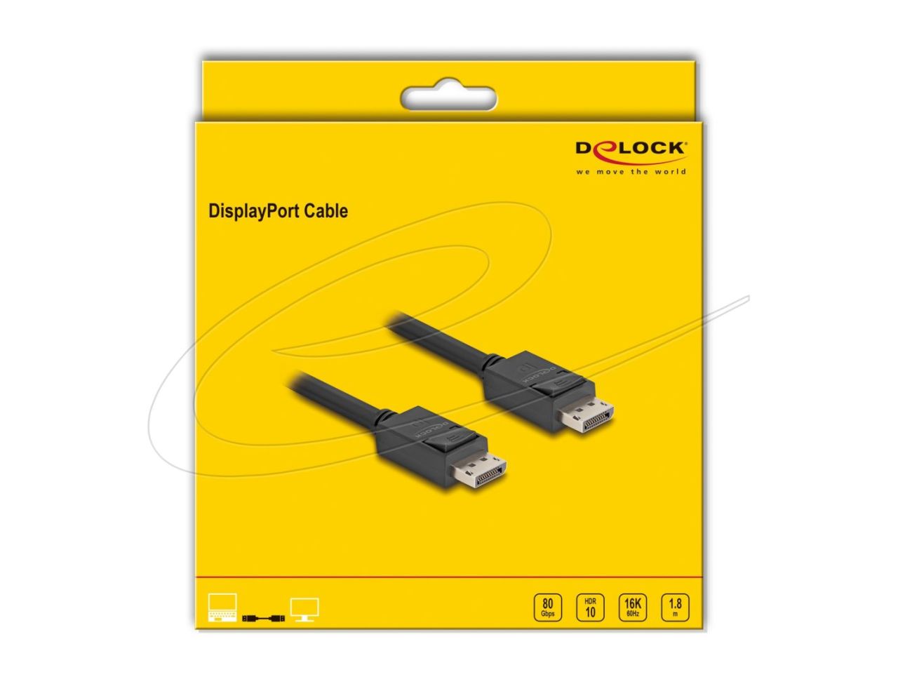 DeLock DisplayPort cable 16K 60Hz 80Gbps 1,8m Black
