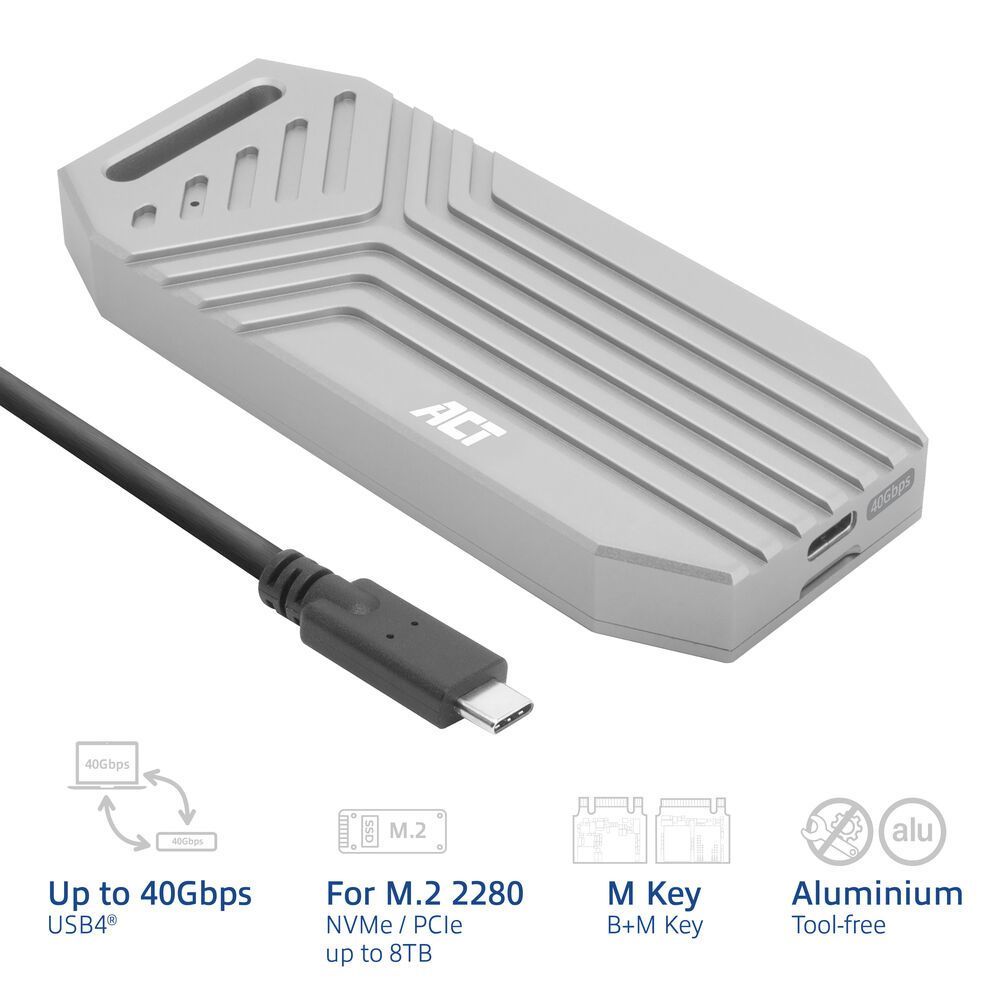 ACT AC1625 USB 40 Gbps M.2 2280 NVMe / PCIe SSD tok Grey