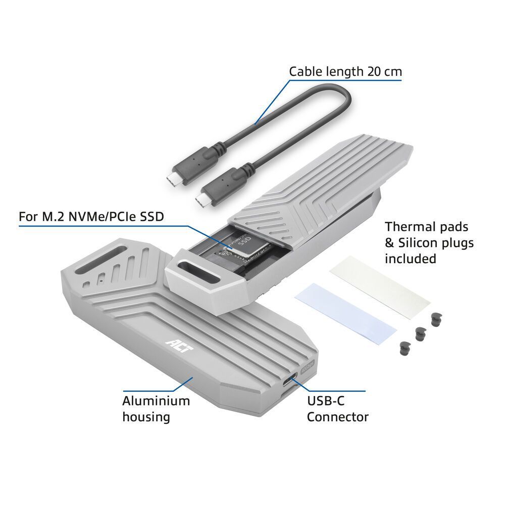 ACT AC1625 USB 40 Gbps M.2 2280 NVMe / PCIe SSD tok Grey