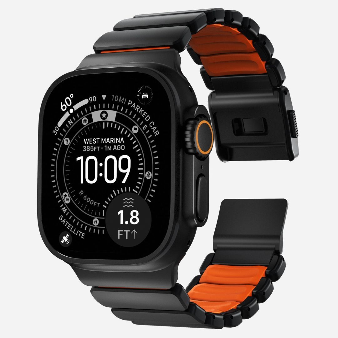 Nomad Stratos Band FKM for AW 45/46/49mm Black Titanium Ultra Orange