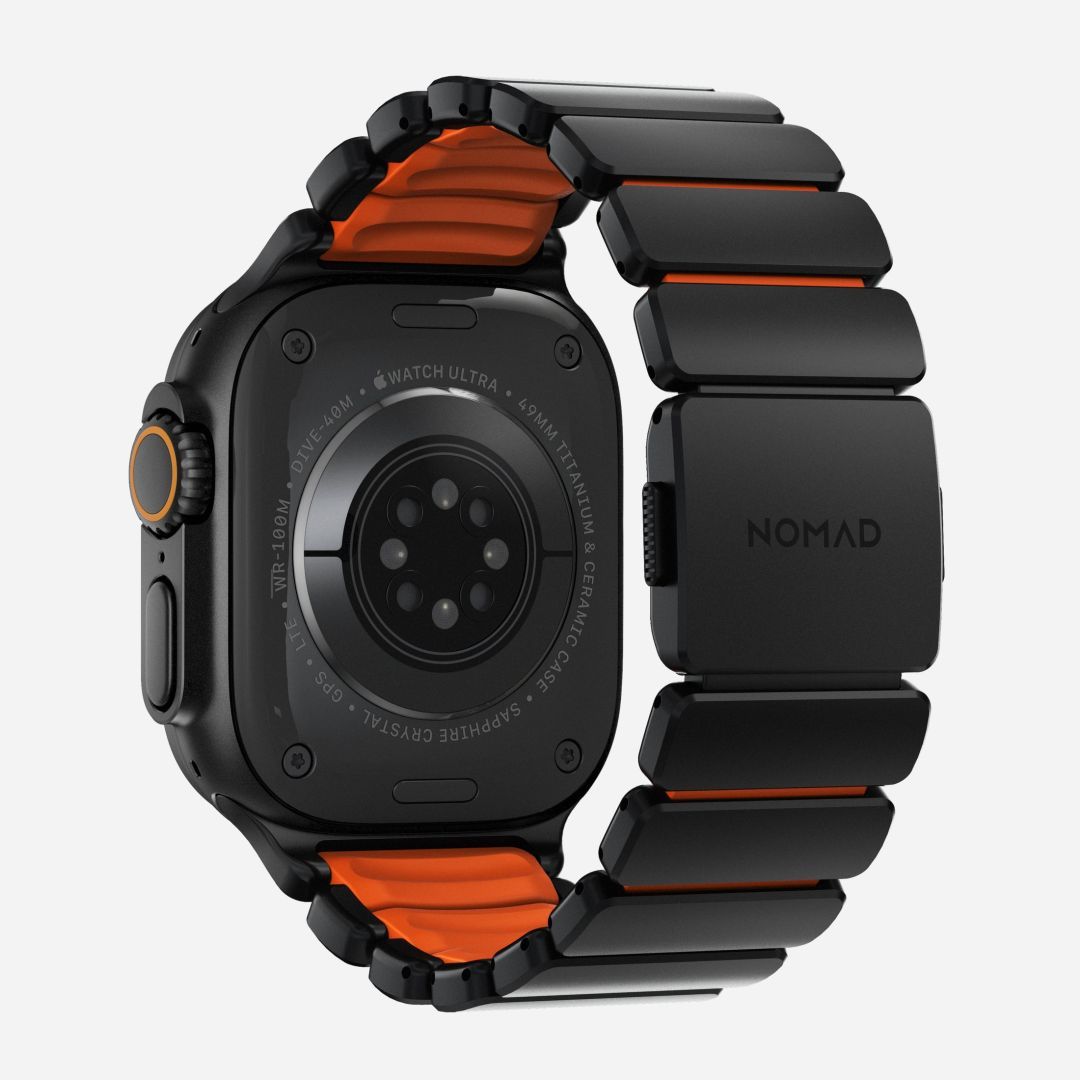 Nomad Stratos Band FKM for AW 45/46/49mm Black Titanium Ultra Orange