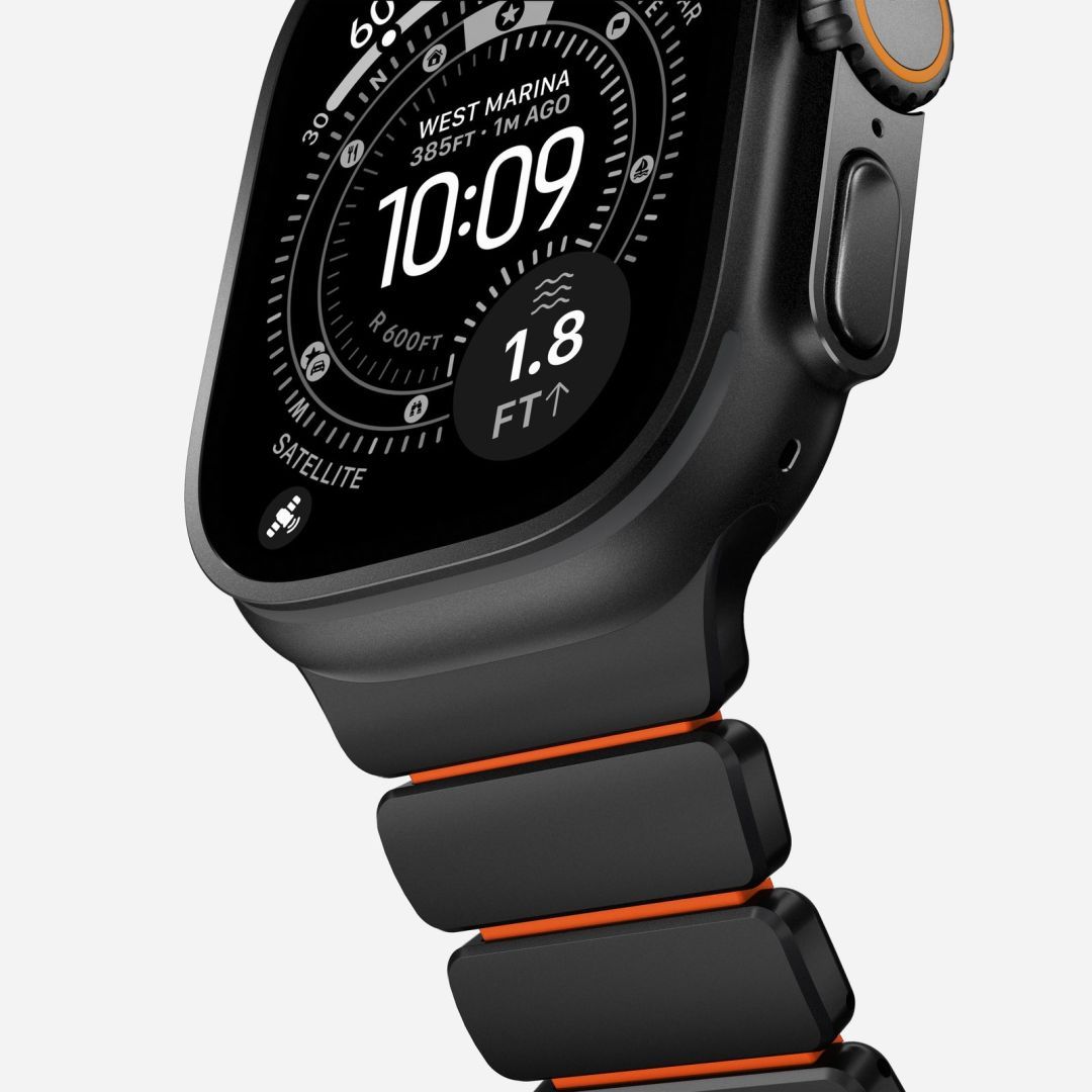Nomad Stratos Band FKM for AW 45/46/49mm Black Titanium Ultra Orange