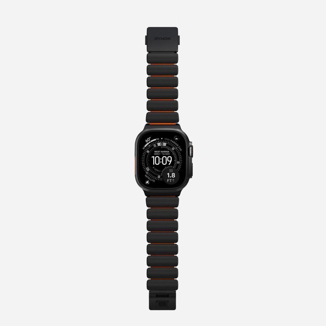 Nomad Stratos Band FKM for AW 45/46/49mm Black Titanium Ultra Orange