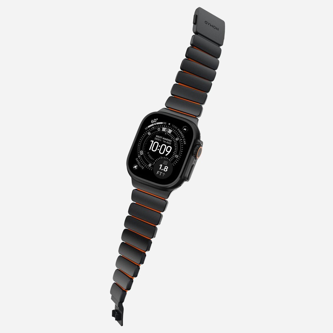 Nomad Stratos Band FKM for AW 45/46/49mm Black Titanium Ultra Orange