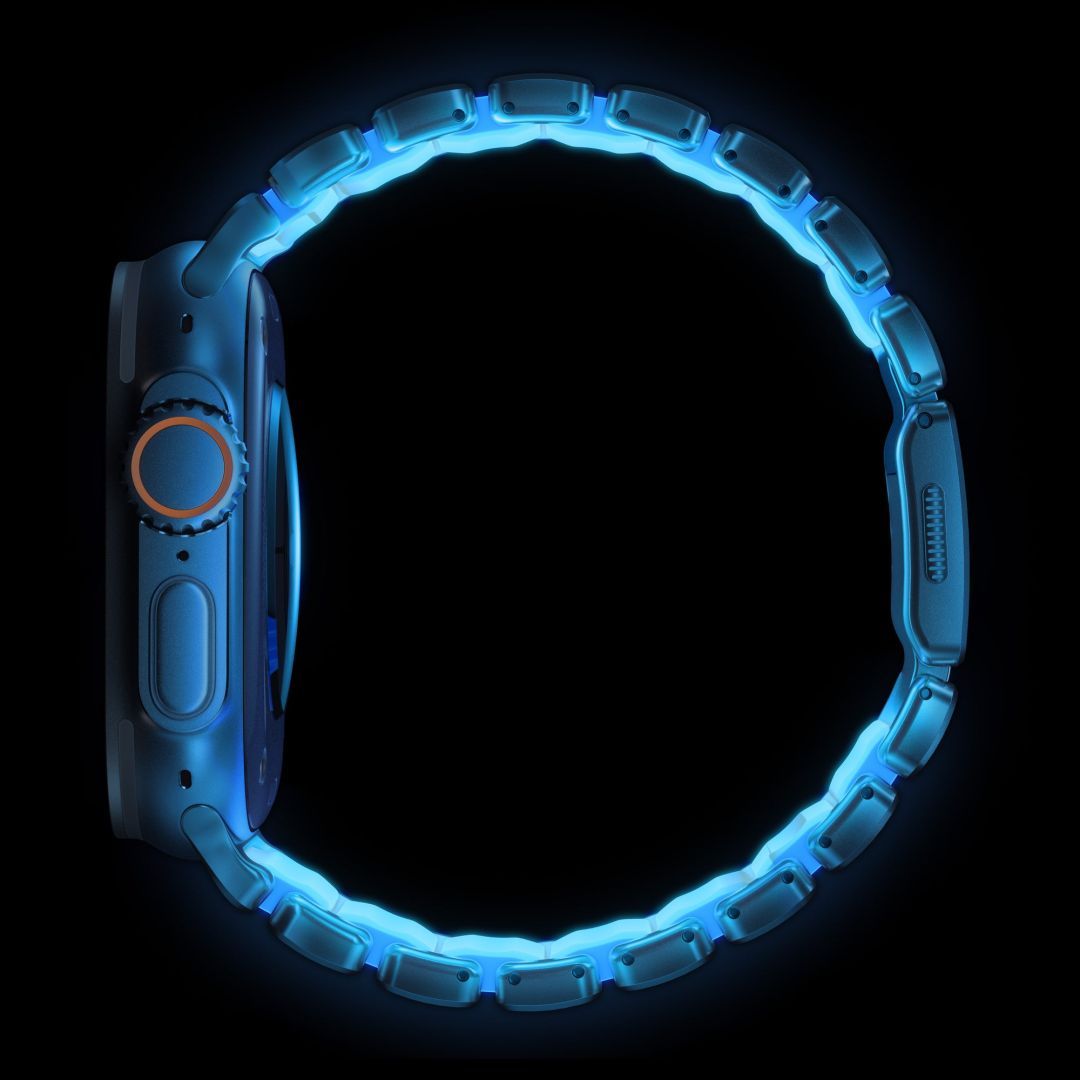 Nomad Stratos Band FKM for AW 45/46/49mm Natural Titanium Icy Blue Glow