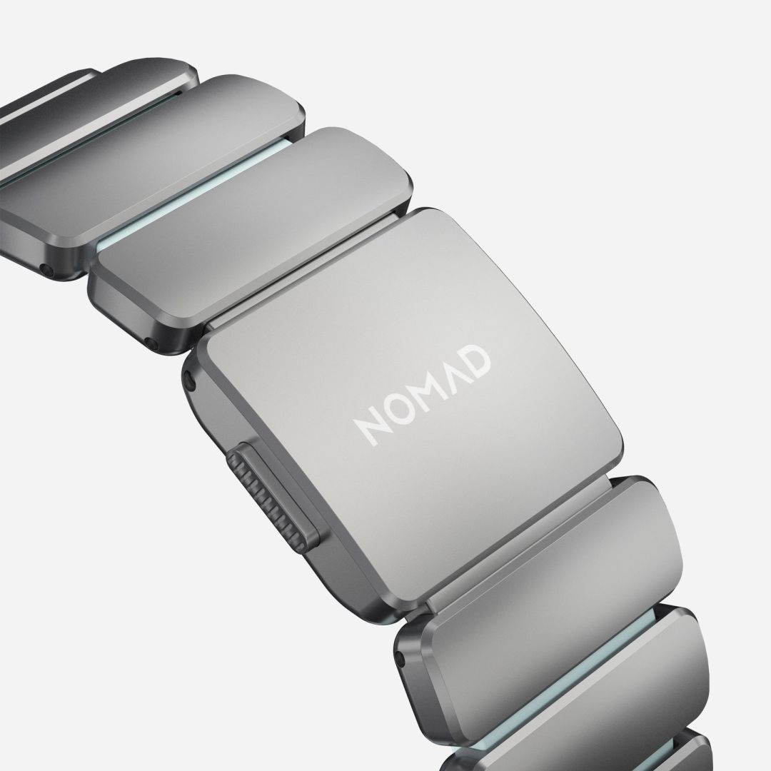 Nomad Stratos Band FKM for AW 45/46/49mm Natural Titanium Icy Blue Glow