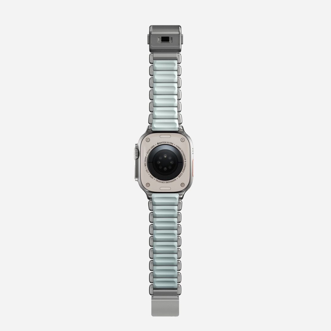 Nomad Stratos Band FKM for AW 45/46/49mm Natural Titanium Icy Blue Glow