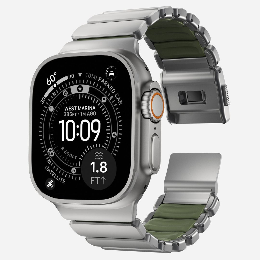 Nomad Stratos Band FKM for AW 45/46/49mm Natural Titanium Forest Green