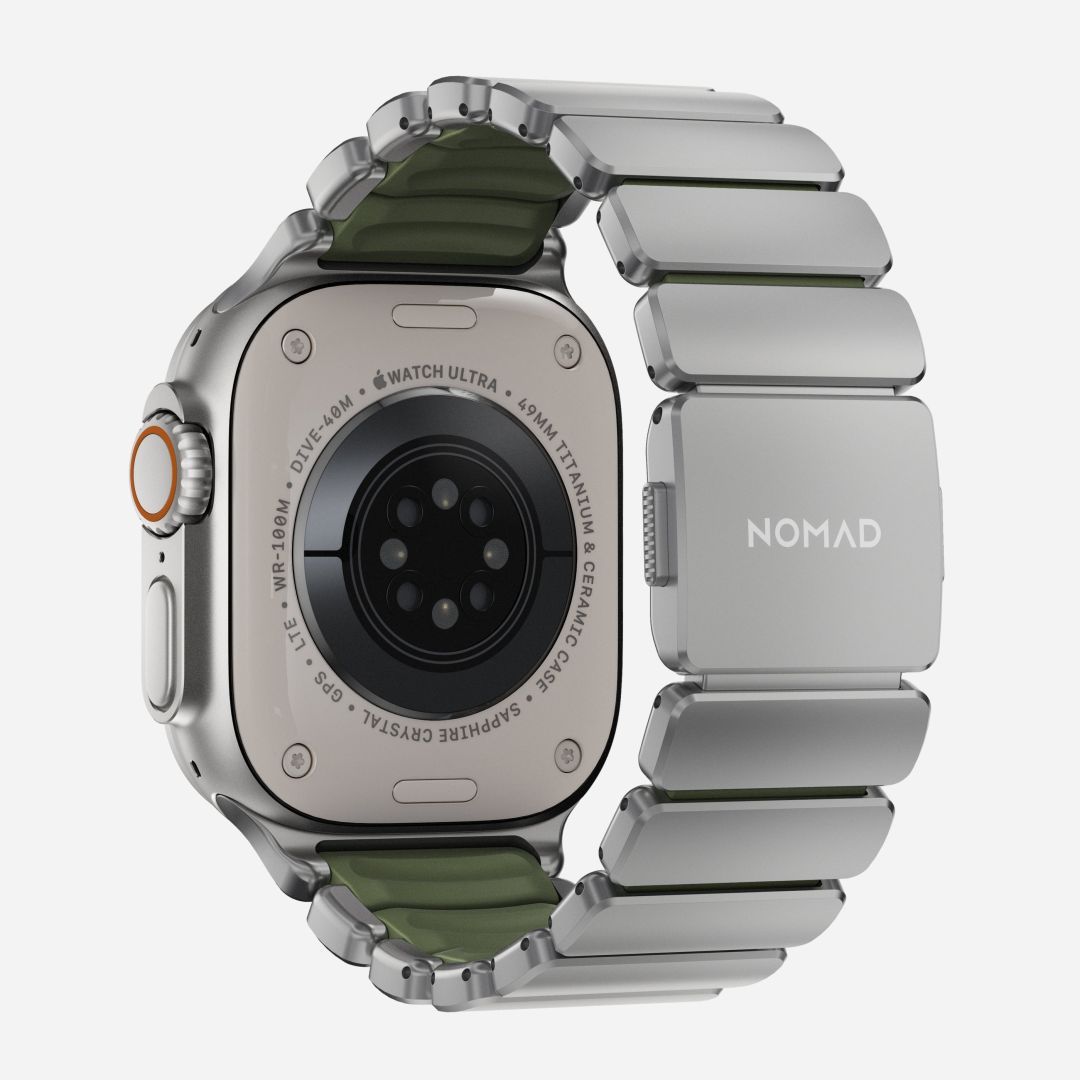 Nomad Stratos Band FKM for AW 45/46/49mm Natural Titanium Forest Green