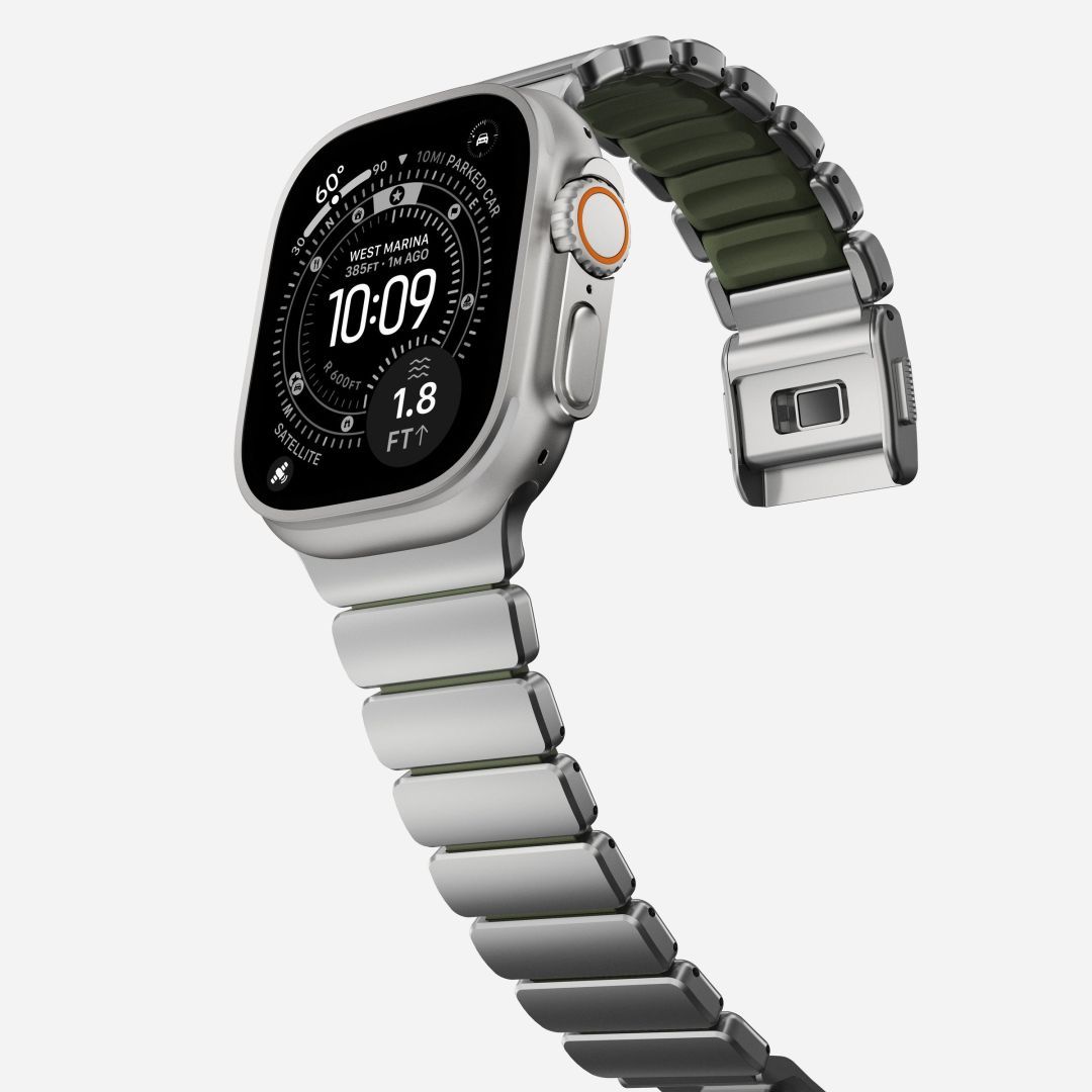 Nomad Stratos Band FKM for AW 45/46/49mm Natural Titanium Forest Green