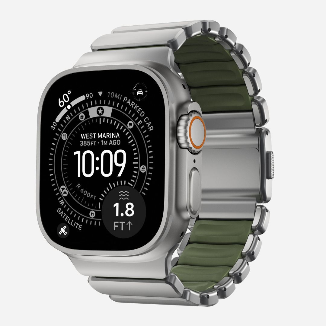 Nomad Stratos Band FKM for AW 45/46/49mm Natural Titanium Forest Green