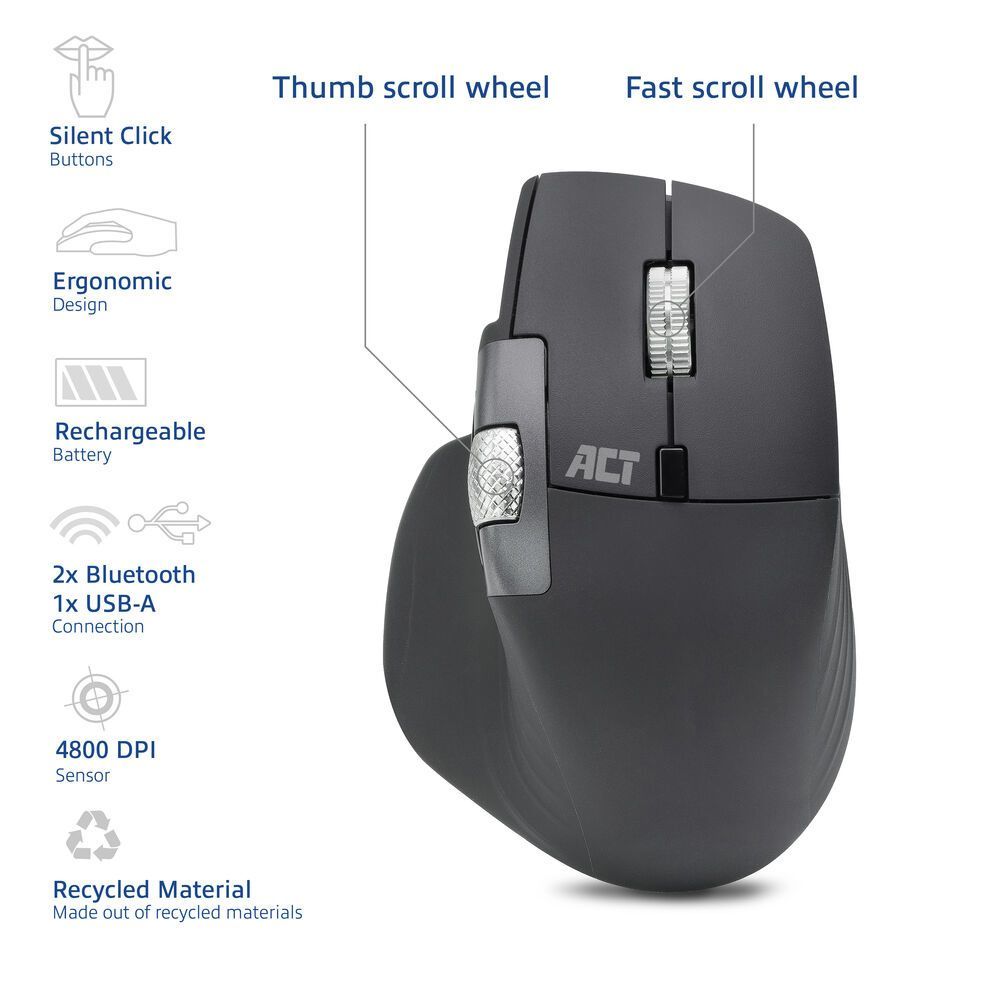 ACT AC5147 Wireless Bluetooth Mouse Black ACT AC5147 Wireless Bluetooth Mouse Black