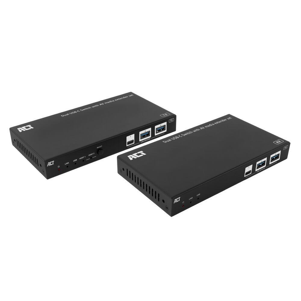 ACT AV media extender set with dual USB-C switch CAT6A 100 meters