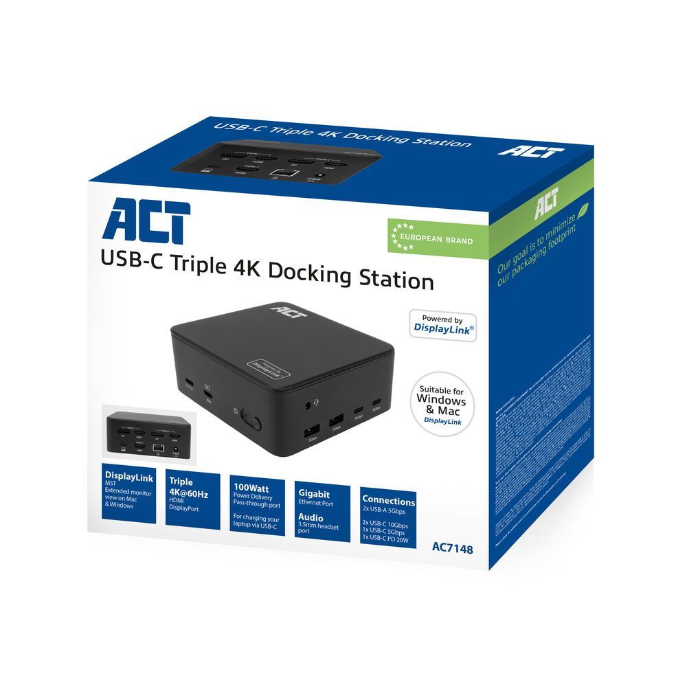 ACT AC7148 Universal USB-C Docking Station 4K ACT AC7148 Universal USB-C Docking Station 4K