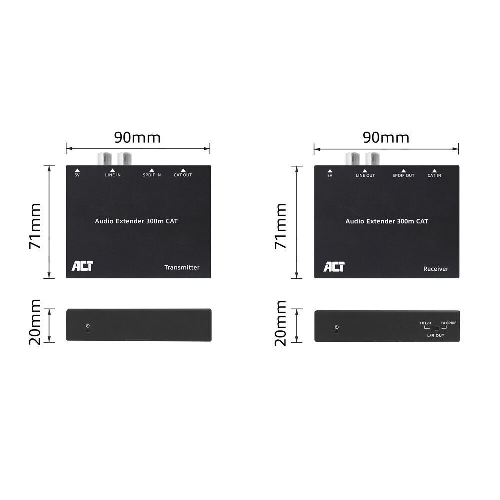 ACT AC7710 Digital or analog audio extender set over CAT5e/6
