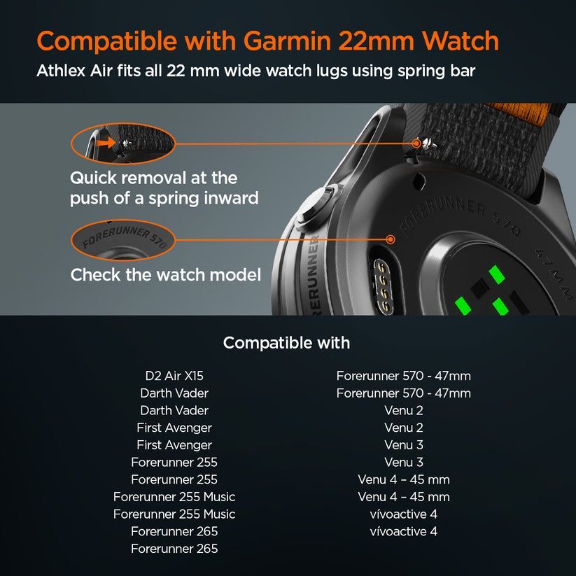 Spigen Athlex Air Active Band for Garmin Quick Release 22mm Black/Orange Spigen Athlex Air Active Band for Garmin Quick Release 22mm Black/Orange