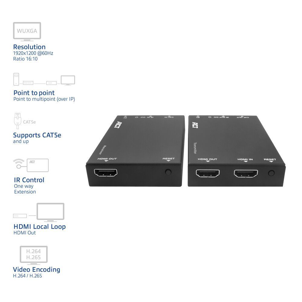 ACT AC7852 HDMI over IP Extender Set via CAT5e and up 150 meters