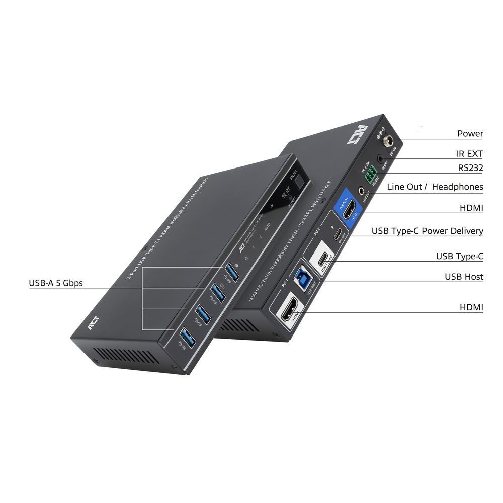 ACT AC7922 2-Port USB-C/HDMI 4K@60Hz KVM switch