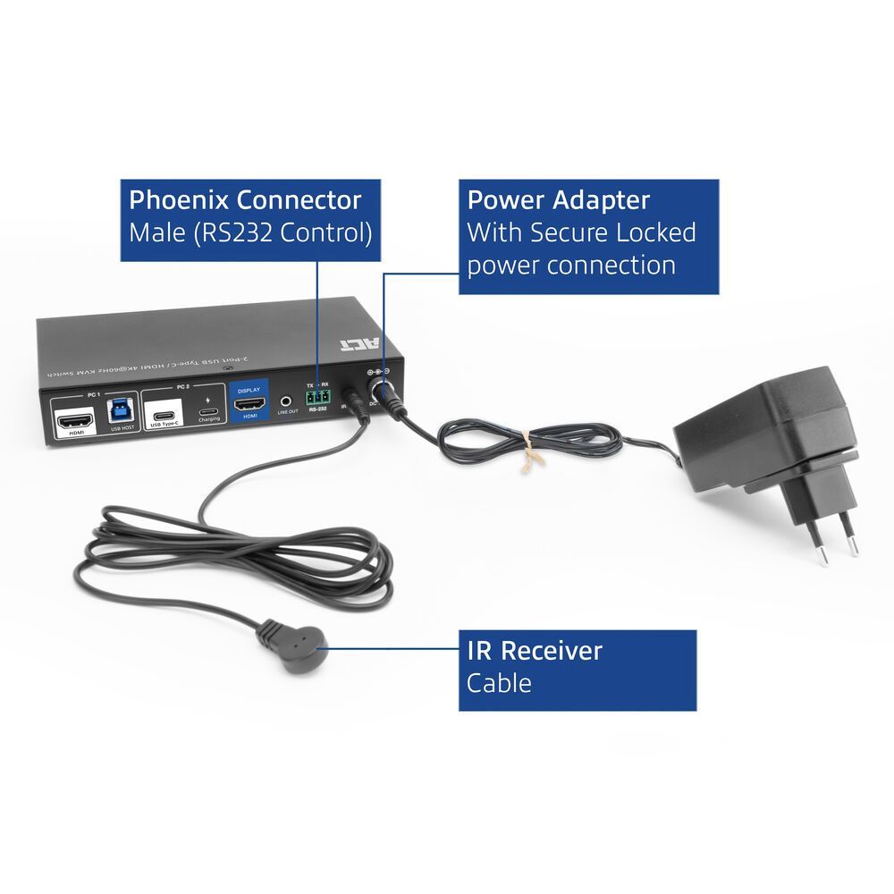 ACT AC7922 2-Port USB-C/HDMI 4K@60Hz KVM switch