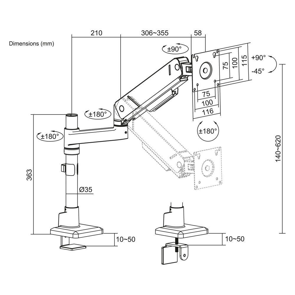 ACT AC8329 Monitor arm 45" office solid pro ACT AC8329 Monitor arm 45" office solid pro