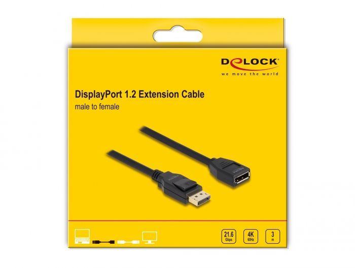 DeLock DisplayPort male/male cable 3m Black DeLock DisplayPort male/male cable 3m Black
