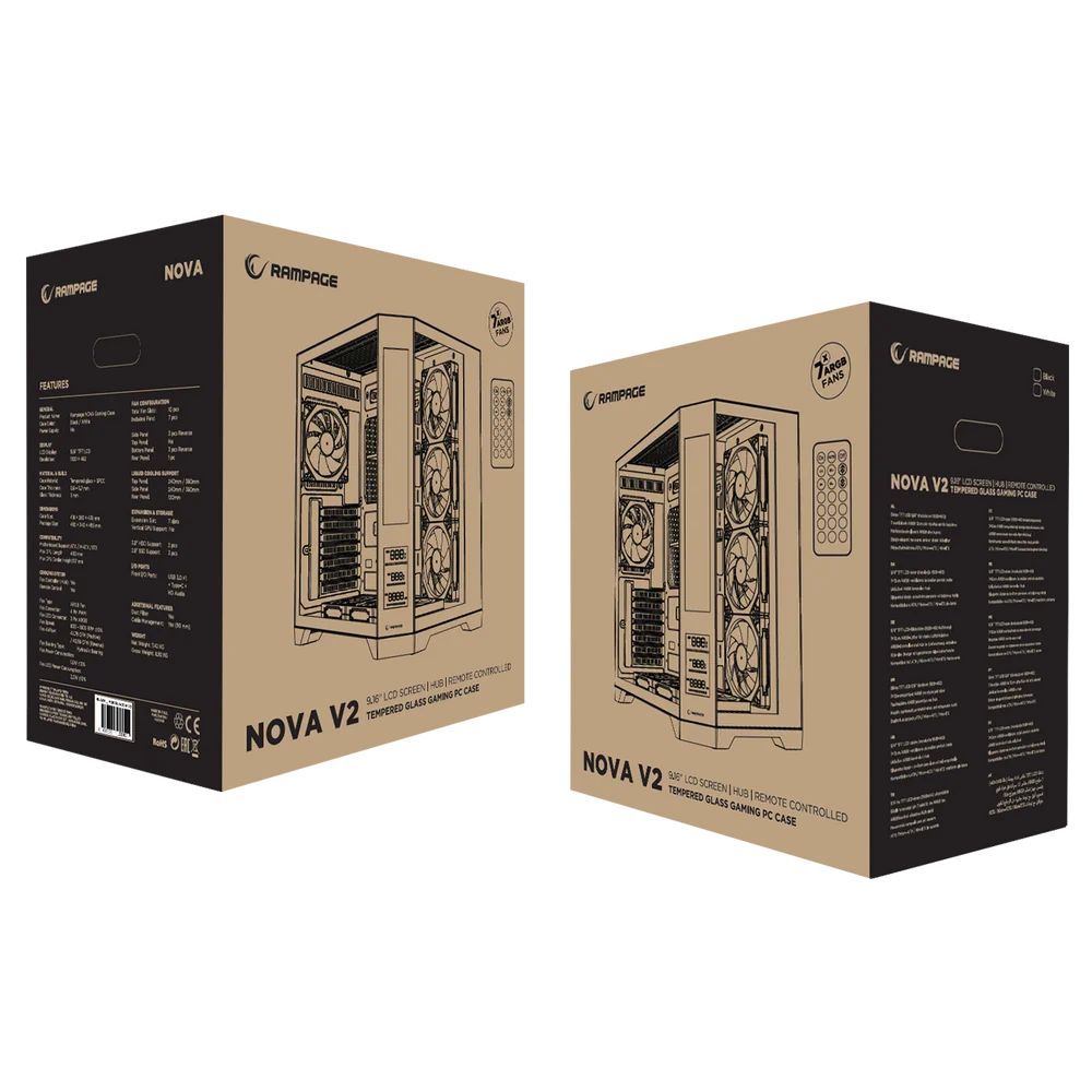 Rampage NOVA V2 RGB Tempered Glass White